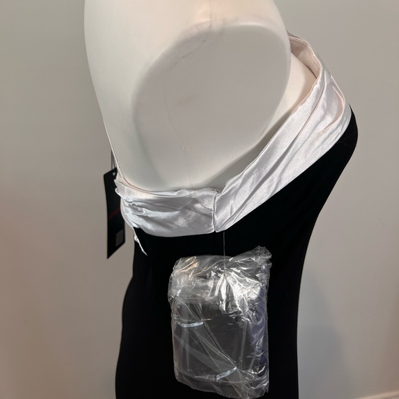 Black One Shoulder Long Formal Dress - Stretch - Picture 7 of 9